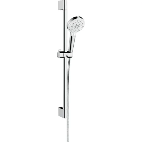 HG Crometta Vario Unica Душевой набор: штанга 650mm, ручной душ, 2jet (Rain, IntenseRain), EcoSmart, шланг, цвет: белый/хром