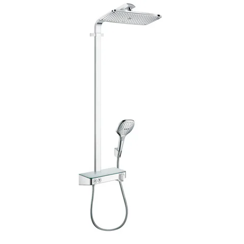 HG Raindance E Душевая система Showerpipe: верх.душ 360х190мм 1jet, ручн.душ, шланг, термостат для душа, цвет: хром