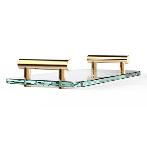 Decor Walther Bar Tab Поднос с ручками, стеклянный, цвет: золото / прозрачное стекло