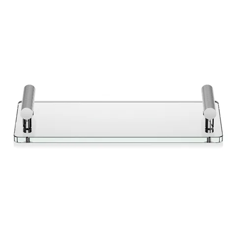 Decor Walther Club Tab Поднос с ручками, стеклянный, цвет: хром / прозрачное стекло