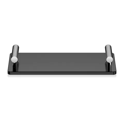 Decor Walther Club Tab Поднос с ручками, стеклянный, цвет: хром / черное стекло