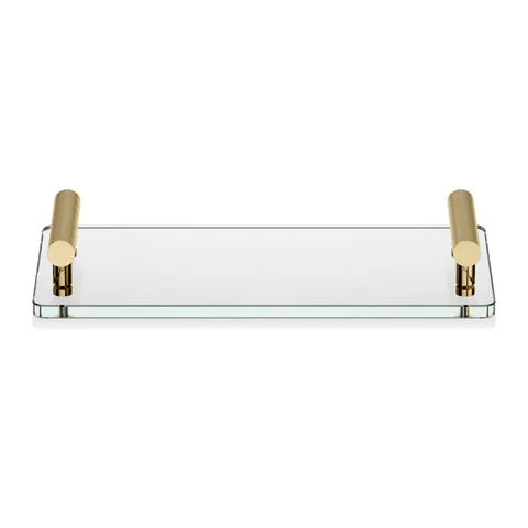 Decor Walther Club Tab Поднос с ручками, стеклянный, цвет: золото / прозрачное стекло