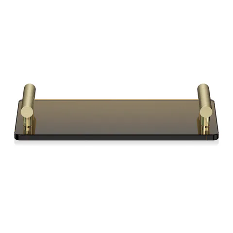 Decor Walther Club Tab Поднос с ручками, стеклянный, цвет: матовое золото / коричневое стекло