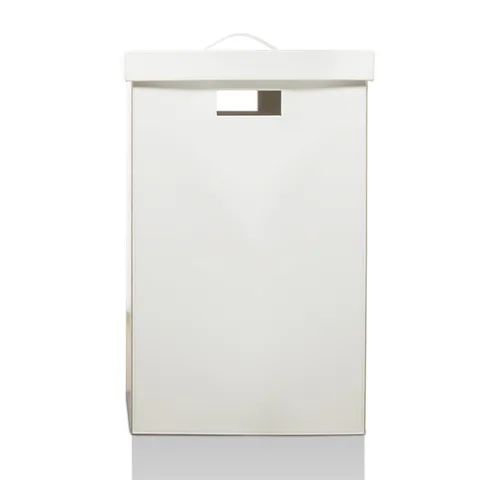 Decor Walther Brownie WB Корзина для белья 38.5x38.5x60.5, с крышкой, цвет: белая кожа