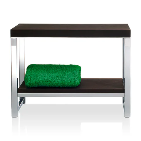 Decor Walther Wood SM Скамейка с полкой 60x30x44см, цвет: сталь полированная / темный ясень