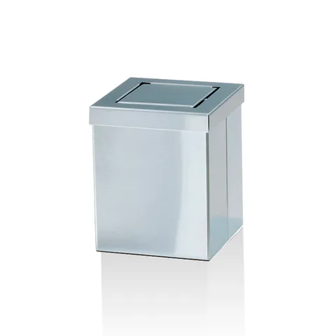 Decor Walther DW 1130 Корзина для бумаги 12x12x15см, с крышкой, цвет: сталь матовая