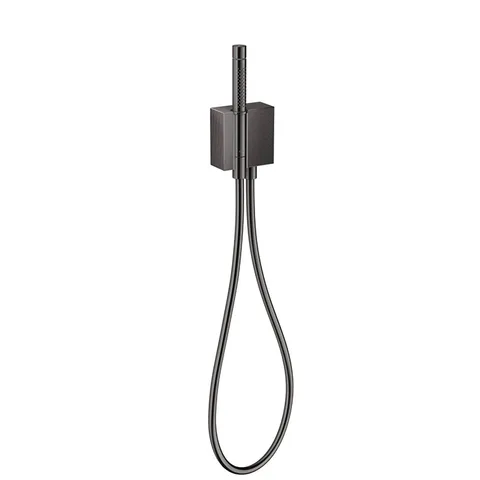 AX Edge Ручной душ 2jet с держателем, шлангом 1,25м и обр.клапаном,  алмазн. огранка, цвет: полир. черный