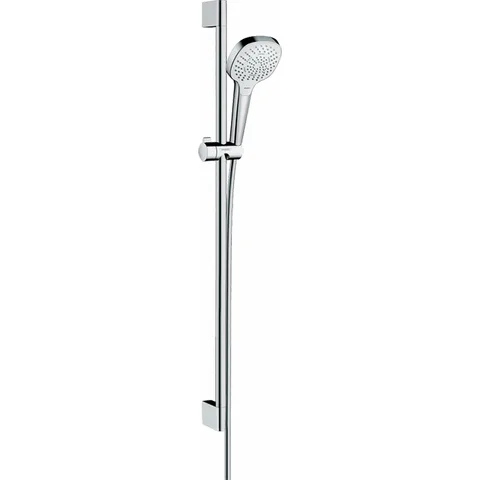 HG Croma Select E Multi Душевой набор: штанга 900mm, ручной душ 110, 3jet (SoftRain, IntenseRain, массажная), EcoSmart, шланг, цвет: белый/хром