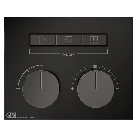 Gessi Hi-Fi Термостат для душа, с включением до 3 источников одновременно (внешняя часть), цвет: Black Metal PVD