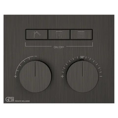 Gessi Hi-Fi Термостат для душа, с включением до 3 источников одновременно (внешняя часть), цвет: Black Metal Brushed PVD