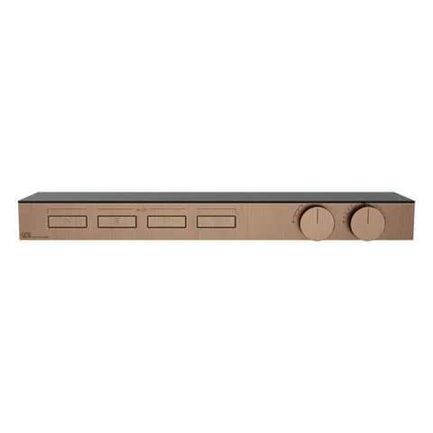 Gessi Hi-Fi Термостат для душа, с вкл. до 4 источников одновременно (внешняя часть), с полкой из черного мат. стекла, цвет: Copper Brushed PVD