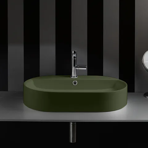 Kerasan Ciotola Раковина-чаша 65х40хh12см, с 1отв., с переливом, цвет: Verde muschio