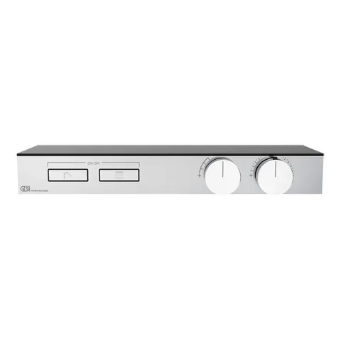 Gessi Hi-Fi Термостат для душа, с вкл. до 2 источников одновременно (внешняя часть), с полкой из черного мат. стекла, цвет: хром