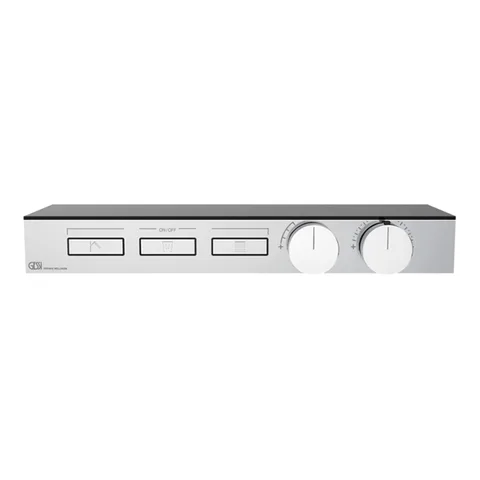 Gessi Hi-Fi Термостат для душа, с вкл. до 3 источников одновременно (внешняя часть), с полкой из черного мат. стекла, цвет: хром
