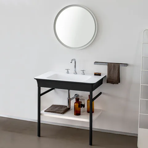 Agape Novecento XL Консоль под раковину с полкой 85.2x49.7x72.7 см, цвет: матовый темный серый