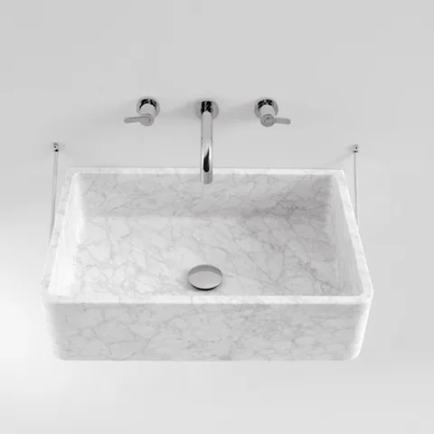 Agape Carrara Раковина подвесная 60x40x16 см, без отв., мрамор Carrara, цвет: белый