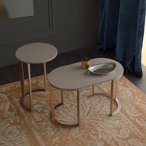 VITAGE milldue edition Tailor Столик 654х354х392 мм., структура матовое розовое золото, цвет глянцевый Argilla