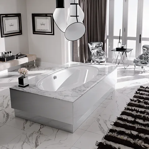 VITAGE milldue edition Four Seasons Топ для ванны 2155х1305х20 мм., со скошенным краем, разделен на 2 части по длине, мрамор Calacatta vagli