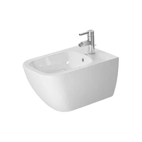 DURAVIT Happy D.2  Биде подвесное с 1 отв под смеситель, с креплением, с покрытием WonderGliss цвет белый (СПЕЦЦЕНА)