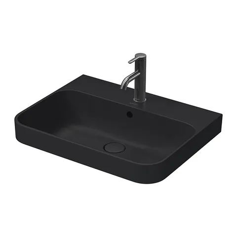 Duravit Happy D.2 Plus Раковина на столешницу 600х460мм с перелив, с 1 отв. под смес, выпуск с керам. покр, anthracite matt (СПЕЦЦЕНА с нашего склада)