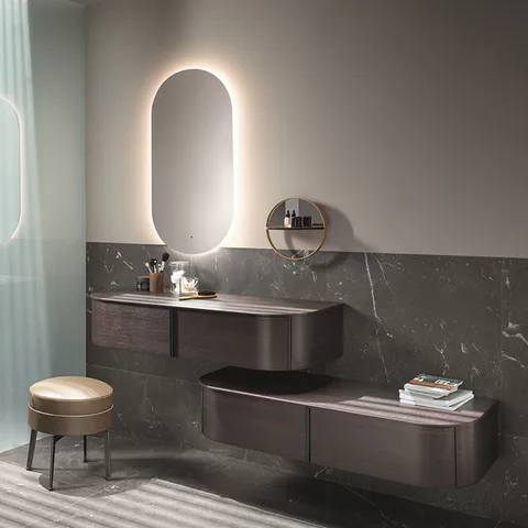 BURGBAD LAVO 2.0 Тумба подвесная 1210х490х250 мм., 1 ящик, ручка черная, цвет Eiche Dekor Mokka