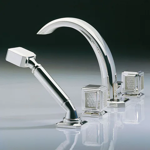 THG METROPOLIS CRISTAL CLAIR Смеситель на борт ванны, на 4 отверстия, с ручным душем, цвет хром