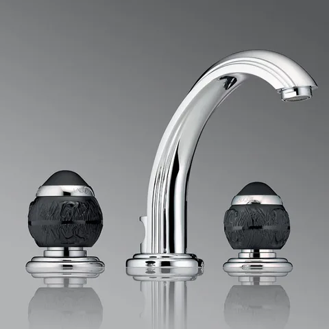THG PANTHERE CRISTAL NOIR Смеситель для раковины на 3 отверстия, с донным клапаном, цвет хром