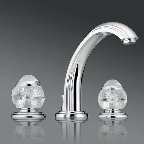 THG PANTHERE CRISTAL CLAIR Смеситель для раковины на 3 отверстия, с донным клапаном, цвет хром