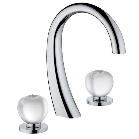 THG POMME CRISTAL CLAIR SATINE Смеситель для раковины на 3 отверстия, с донным клапаном, цвет хром