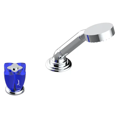 THG PETALE DE CRISTAL BLEU Смеситель на борт ванны на 2 отверстия, прогрессивный, без излива, цвет хром