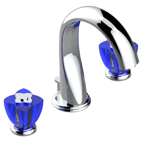 THG PETALE DE CRISTAL BLEU Смеситель для раковины на 3 отверстия, с донным клапаном, цвет хром