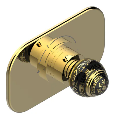 THG Marquise porcelaine noire Смеситель для душа, термостатический, цвет: золото/черный фарфор