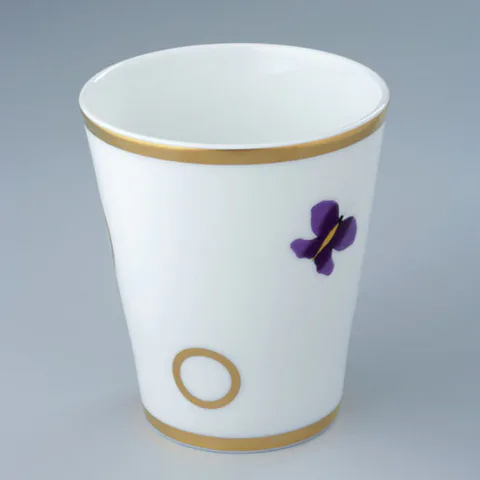 THG CAPUCINE MAUVE DECOR OR Чашка керамическая, настольная, декор золото/лиловый, цвет белый