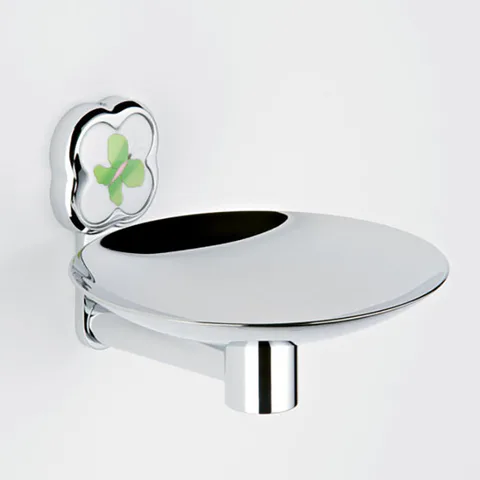 THG CAPUCINE VERT DECOR PLATINE Мыльница подвесная &oslash;150 мм., декор зеленый, цвет хром