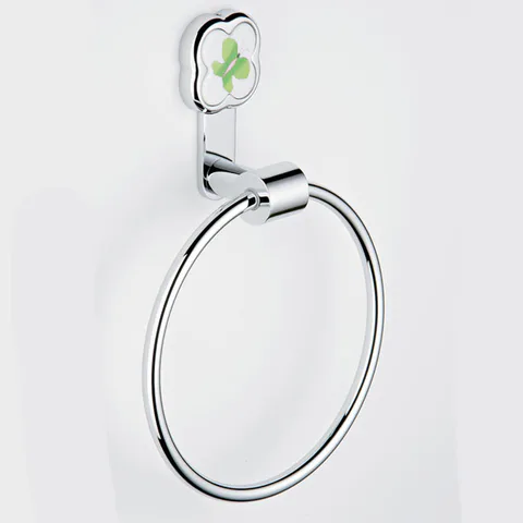 THG CAPUCINE VERT DECOR PLATINE Полотенцедержатель-кольцо, декор зеленый, цвет хром
