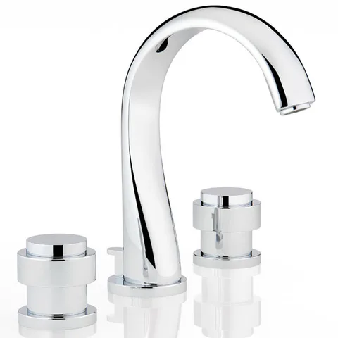 THG DIPLOMATE SMOOTH RINGS Смеситель для раковины на 3 отверстия, с донным клапаном, цвет хром