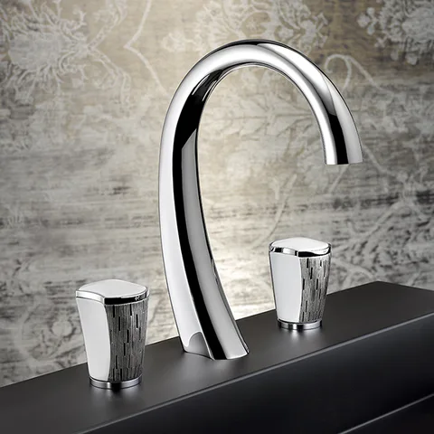 THG PORCELAIN BLANCHE DECOR PLATINE Смеситель для раковины на 3 отверстия, с донным клапаном, цвет хром