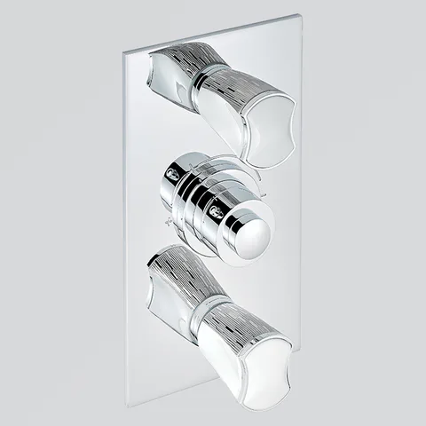 THG PORCELAIN BLANCHE DECOR PLATINE Смеситель для душа встраиваемый, термостатический, с 2 запорными вентилями, внешняя часть, цвет хром