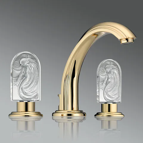 THG NAIADE Смеситель для раковины на 3 отверстия, с донным клапаном, цвет Soft gold