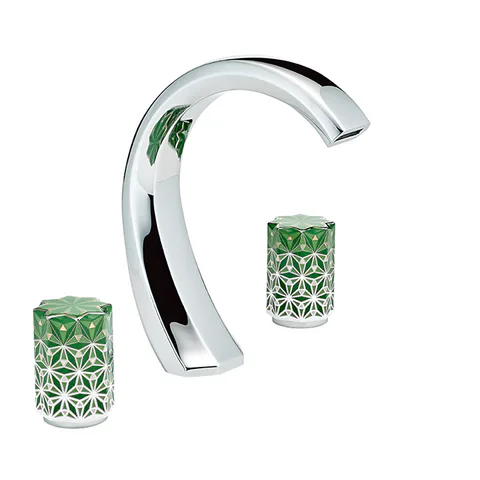 THG NIHAL PORCELAINE VERTE Смеситель для раковины на 3 отверстия, с донным клапаном, цвет хром