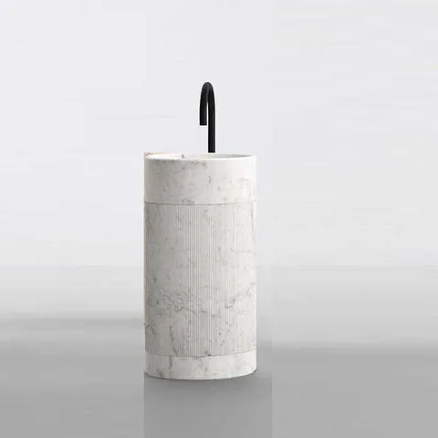 NOORTH milldue edition ROMA Раковина напольная &Oslash;450х880 мм., без перел, с дон клап, цоколь Bianco Carrara, корпус Bianco Carrara, раков Bianco Carrara