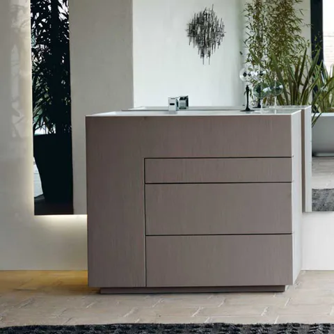 NOORTH milldue edition TOUCH Комплект мебели 1000х400х880 мм., напольный, 3 ящика, слив в пол, раковина Milltek белая матовая, отделка Argilla матовый