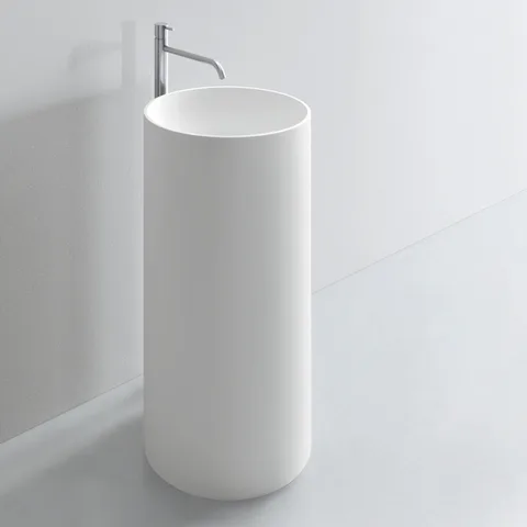 NOORTH milldue edition TUBE Раковина d44xh87 напольная из CRISTALPLANT ,слив в пол, без отв для смесителя, цвет белый матовый