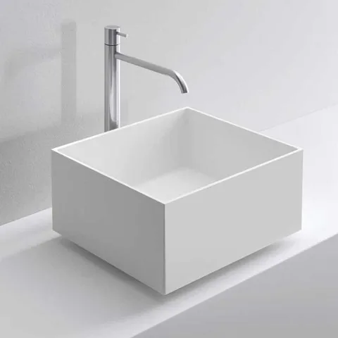 MILLDUE  Раковина  STEP 45_21 накладная из CRISTALPLANT ,63х38х21 см, без отв для смесителя, цвет белый матовый