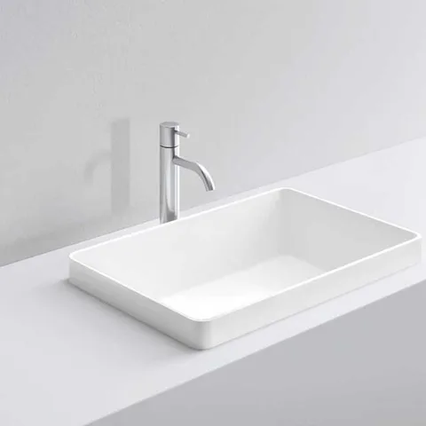 MILLDUE  Раковина  BASIC R58 встраиваемая сверху из CERAMILUX ,58х37х4,5 см, без отв для смесителя, цвет белый матовый