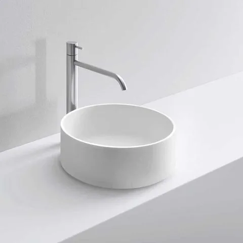 MILLDUE  Раковина  BASIC C37 накладная из CERAMILUX ,37х13 см, без отв для смесителя, цвет белый матовый