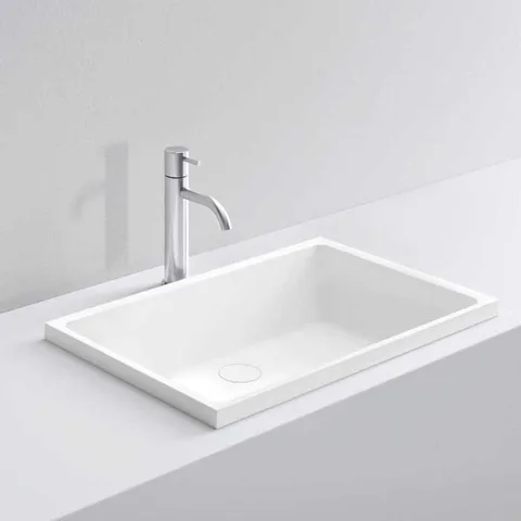 MILLDUE  Раковина  SKA встраиваемая сверху  из CERAMILUX ,59х38х2,5 см, без отв для смесителя, цвет белый матовый