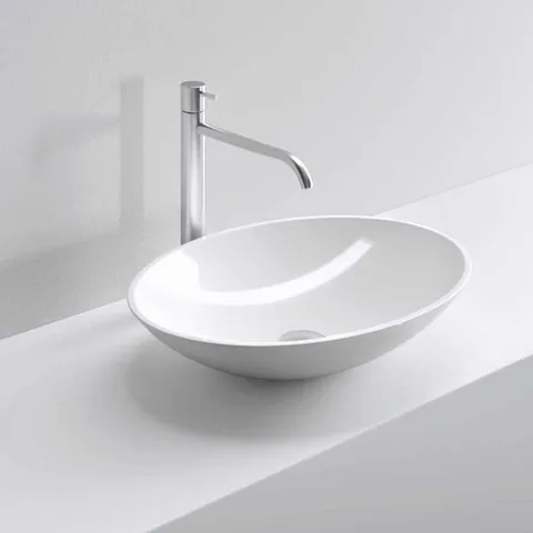 MILLDUE  Раковина  WORLD  накладная из CERAMILUX ,58,5х42х12 см, без отв для смесителя, цвет белый матовый