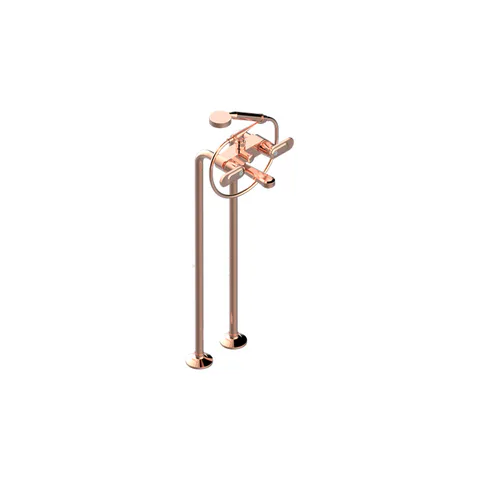THG CORVAIR A MANETTES FIOR DI BOSCO Смеситель для ванны напольный, с ручным душем и шлангом 1500 мм., цвет Blush PVD