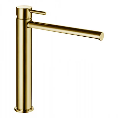 Bossini Oki Смеситель для раковины на 1 отв., высокий с донным клапаном 1”1/4, цвет: Gold PVD